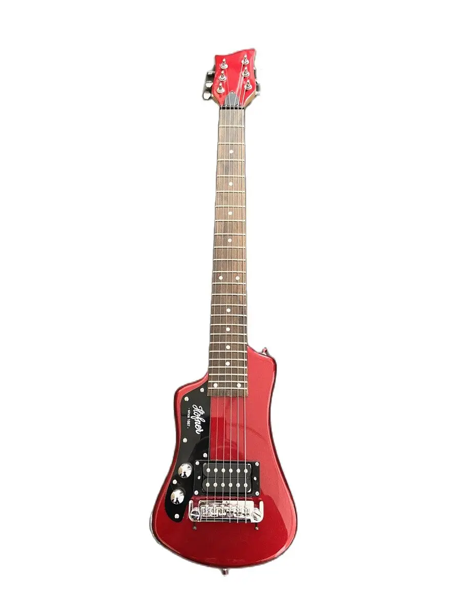 

Portable travel electric guitar with metal red fixed bridge compact and lightweight free shipping
