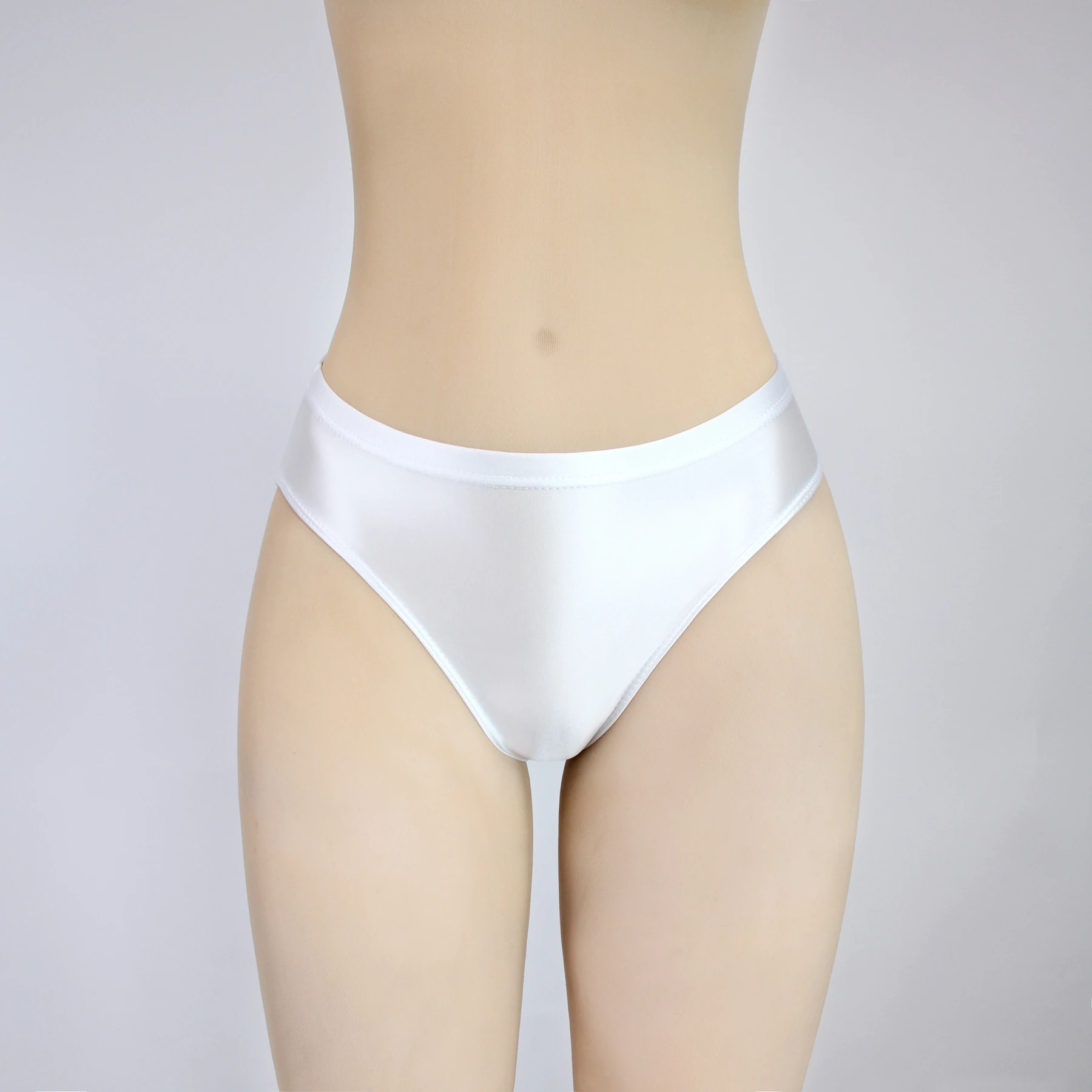 XCKNY new Sexy gloss Briefs Bikini Bottoms with Buttocks Silky Solid Bikini low-waisted Tights Underpants Oily swimming trunks