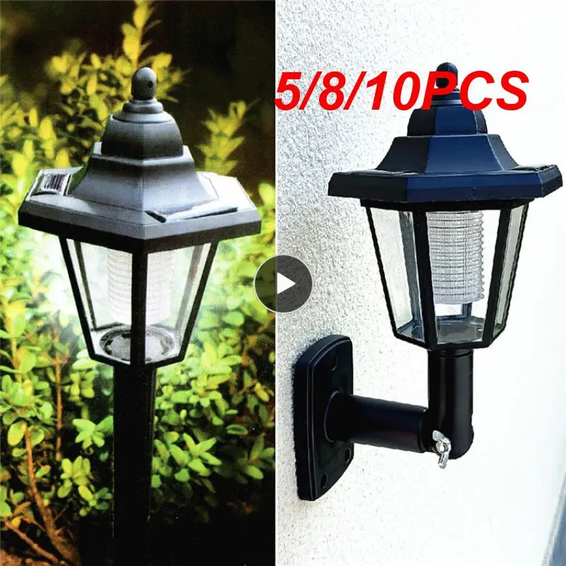 

5/8/10PCS Retro Solar Lantern Light Outdoor Garden Light Hexagonal Waterproof Solar Lamp Garden Decor Wholesale Solar Sconce Led