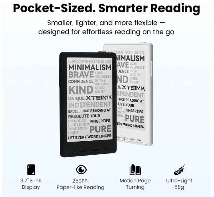 Фото Электронная книга XTEINK X3/X4 Pro с экраном E-Ink, 220ppi, ультратонкая, 650 мАч, 16 ГБ, магнитный легкий чехол, возможность индивидуальной настройки. №1