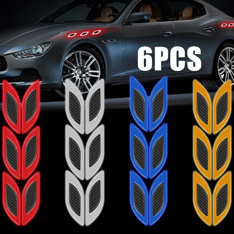 

Светоотражающие полосы для безопасного вождения автомобиля, наклейки из углеродного волокна для защиты от столкновений, наклейки, наклейки, аксессуары для автомобиля, внешние