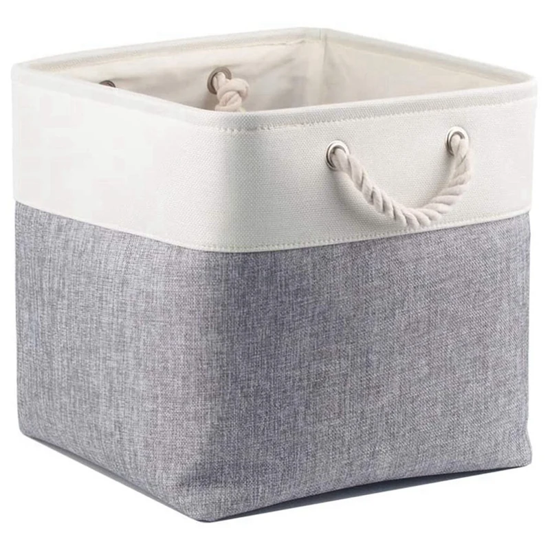 

Small Storage Box Imitation Hemp Fabric Storage Square With Handles For Closets, Shelves, Clothes, Toys 32X32x32cm