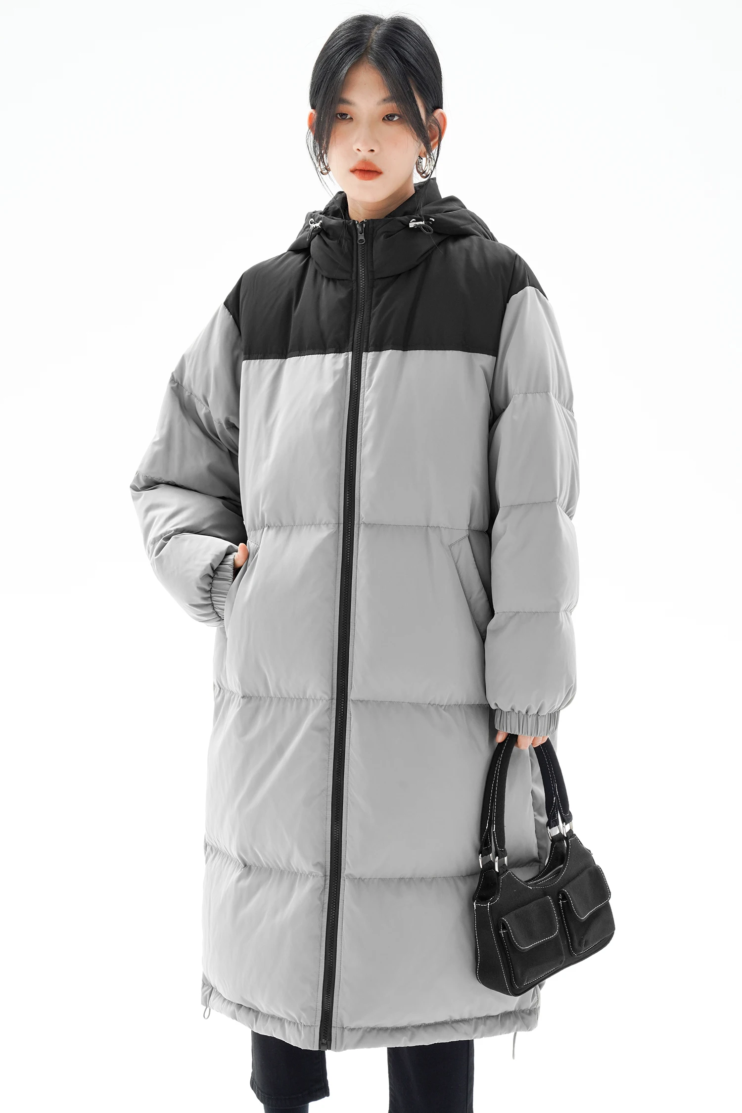 Gray Mid-Length Overknee down Jacket Women's Winter 2023 New Super Long Warm Coat enlarge