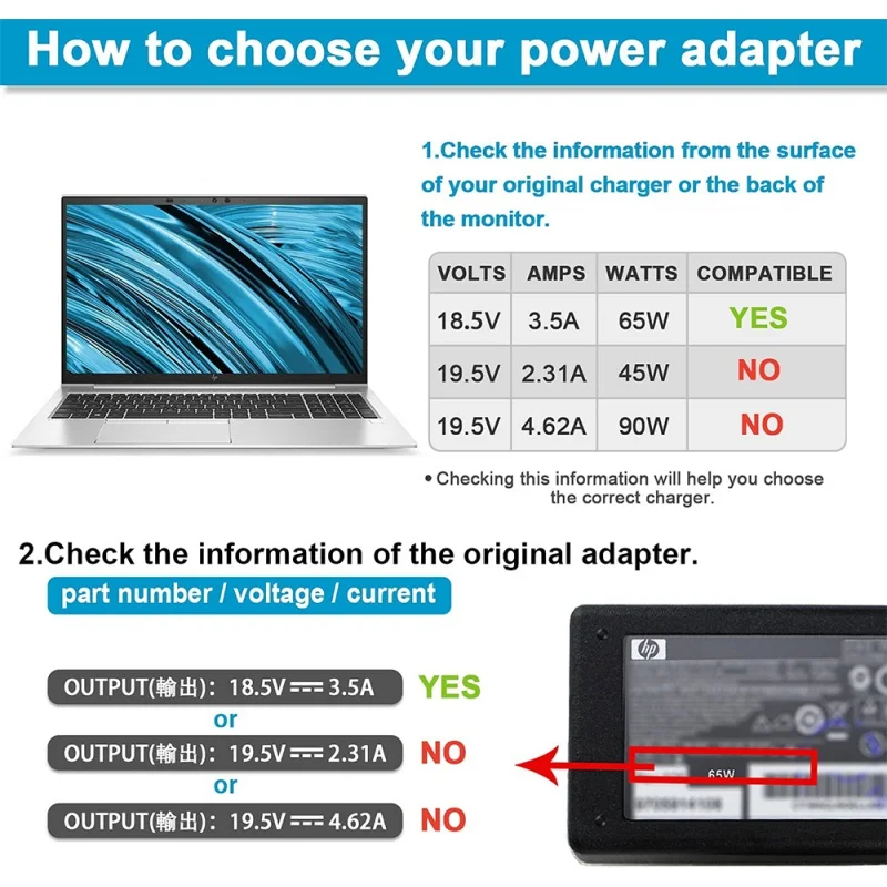 Зарядное устройство для ноутбука HP EliteBook 2760P 6930P 8440P вращение 810 Folio 9470m 9480m Probook 430 450