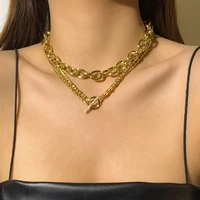 ol multi layer cross chain pendant hip hop trend metal necklace