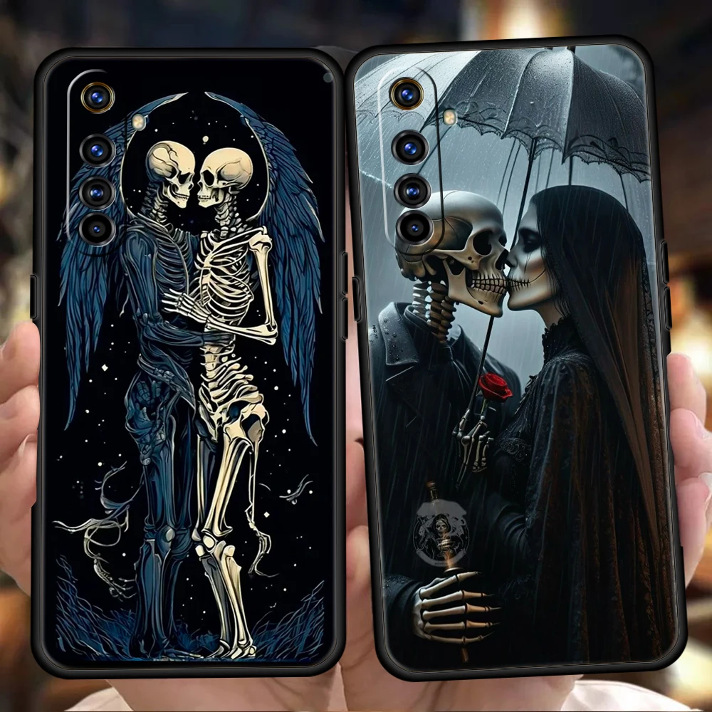 Love Skeleton Skull Phone Case For Oppo A3S A15 A17 A31 A95 Find X5 X6 Pro A54 A53 A52 Reno 6 7 8 SE Z 5G Silicone Cover Bag
