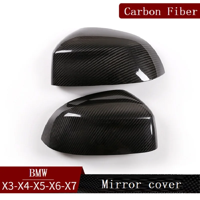 

2PCS Real Carbon Fiber Mirror Caps Rearview Mirror Cover Trim For BMW X3 G01 X4 G02 X5 G05 X6 G06 X7 G07 2019-2020