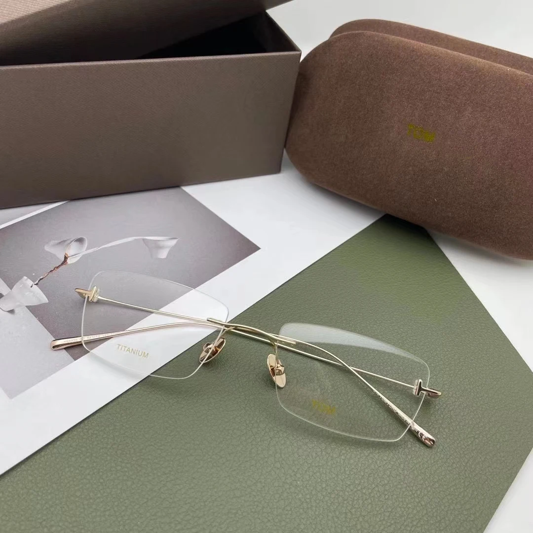 

Tom Glasses Rimless Titanium Eyeglass Frames Men Designer Prescription Glasses Optical Glasses Gafas Myopia Hombre