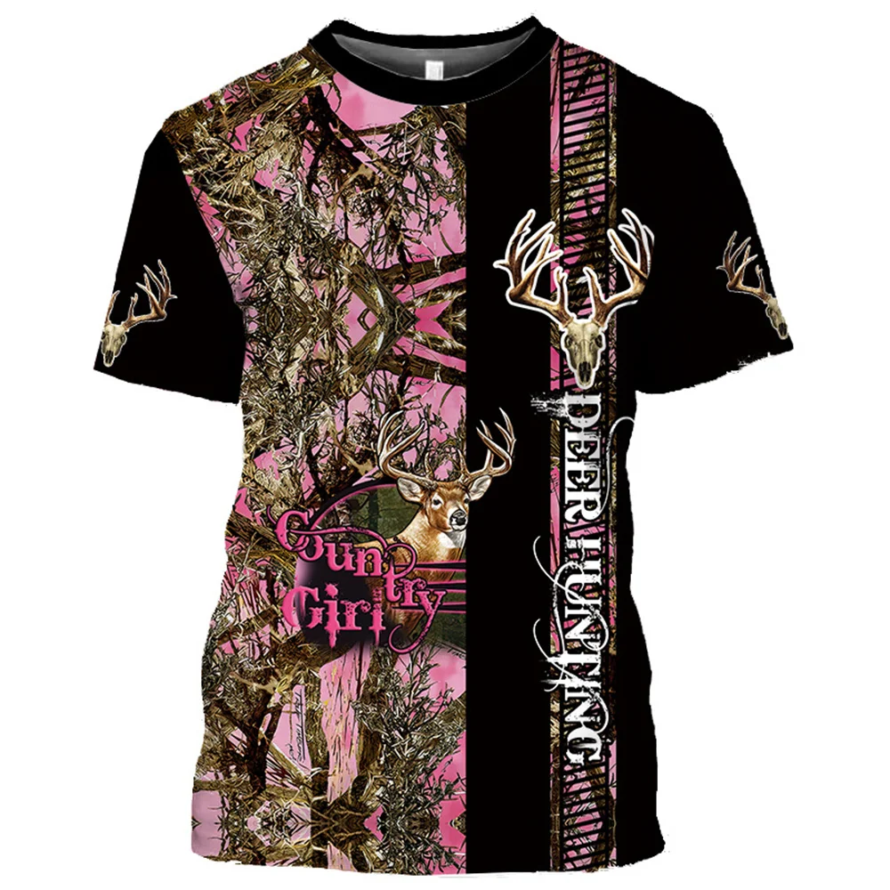 

Новинка 2023, Мужская трендовая футболка с 3D принтом Hunter, Мужская/мужская футболка для улицы, охоты, оленя, охоты, с коротким рукавом, оверсайз