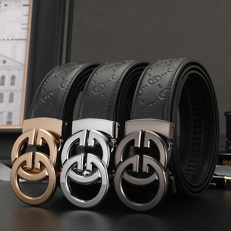 

Ремень из натуральной кожи для мужчин, деловой Повседневный Модный Роскошный дизайнерский пояс известного бренда с автоматической пряжкой для джинсов