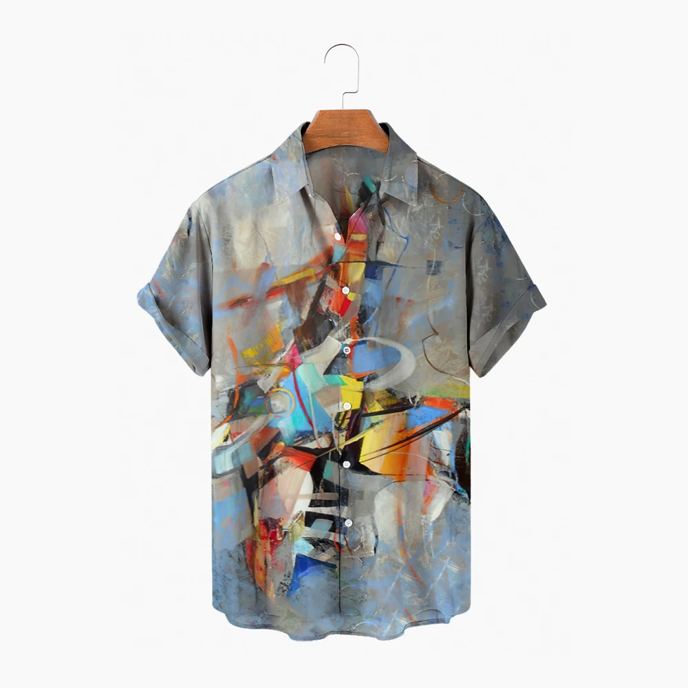Мужская гавайская рубашка с коротким рукавом и воротником принтом граффити |