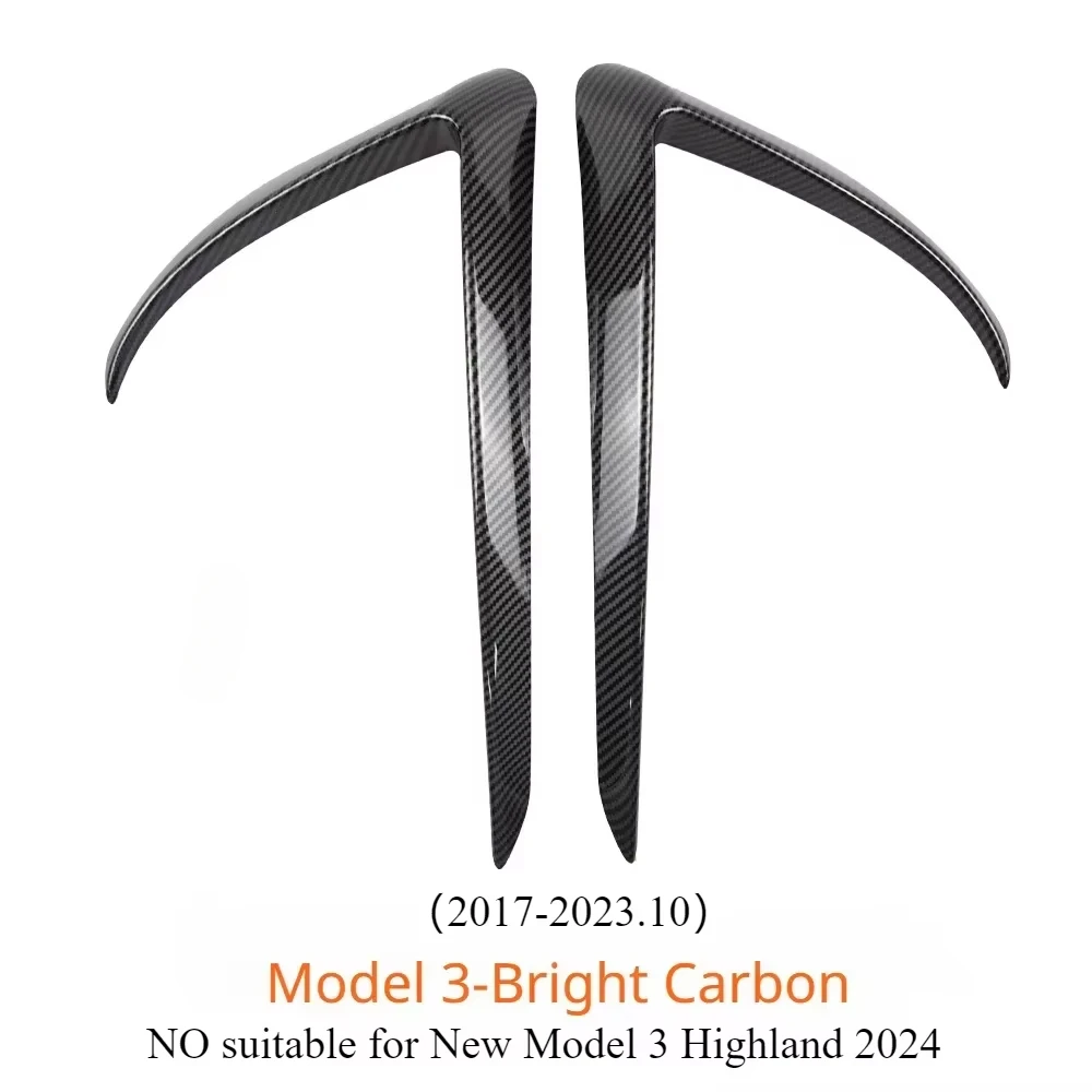 

Крышка переднего бампера, ветровой нож для Tesla Model 3Y, глянцевая черная отделка противотуманной фары из АБС-пластика, карбоновая накладка на лезвие, свет для бровей 2017-2023 гг.