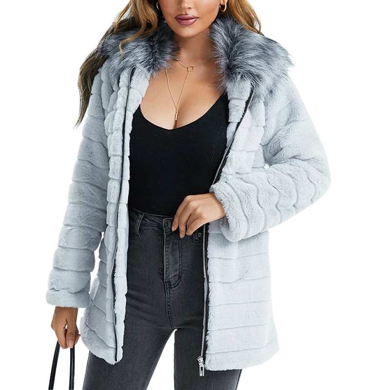 

Женское зимнее длинное пальто с воротником из искусственного меха, Толстая теплая верхняя одежда, модный стеганый Топ, Черное Женское пальт...