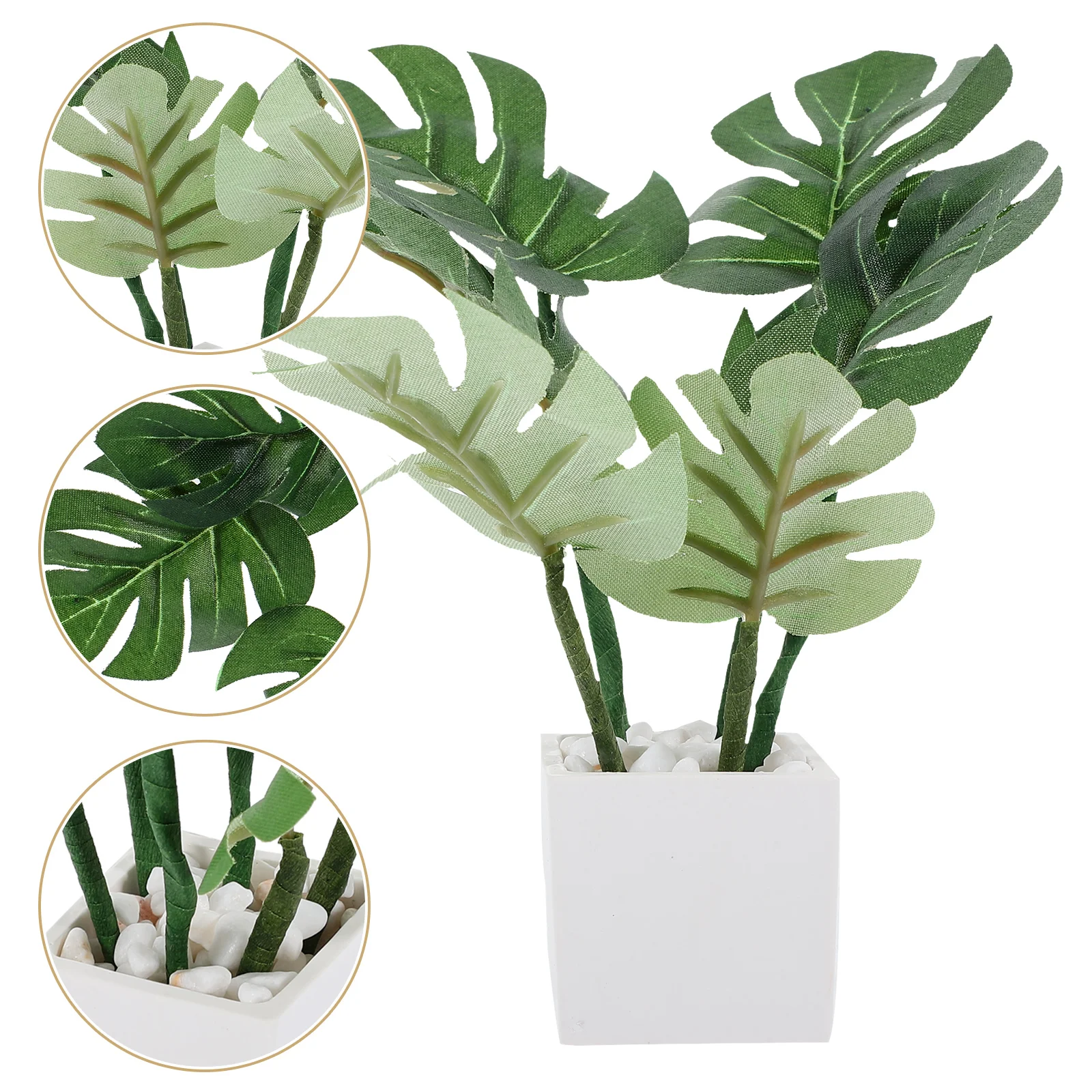 

Cement Basin Decor Tiny Fake Greenery Ornament Plastic Artificial Mini Plants Adorn