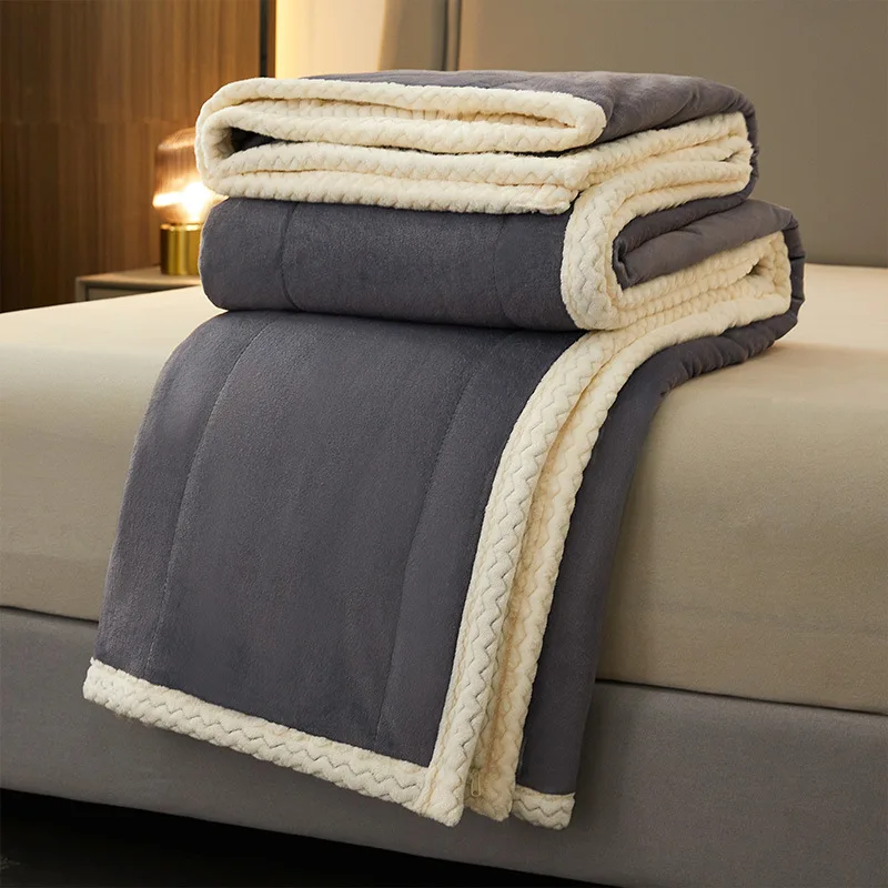 

Class A Antibacterial Anti Mite Autumn And Winter New Simple Light Luxury Raschel Blanket Warm