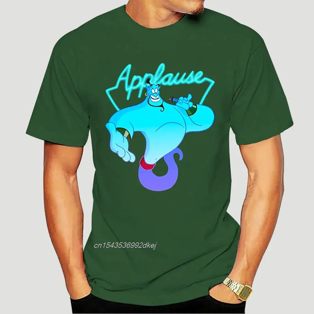 

MenS DisneyS Aladdin Genie Applause Black T-Shirt Popular Tagless Tee Shirt 1283A