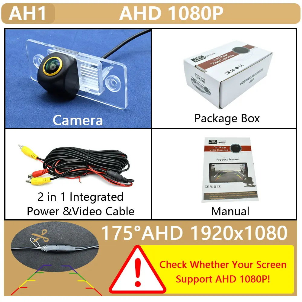 

HD камера заднего вида с золотыми линзами для автомобиля 170 ° AHD 1080P для Porsche Cayenne (955) 2003 2004 2005 2006