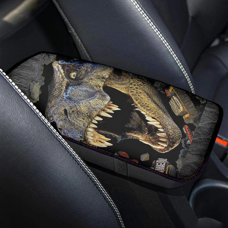 Universal Car Center Console Central Armrest Pad 1PCs Marvel Anime Accessories Tyrannosaurus Printed For Peugeot 508