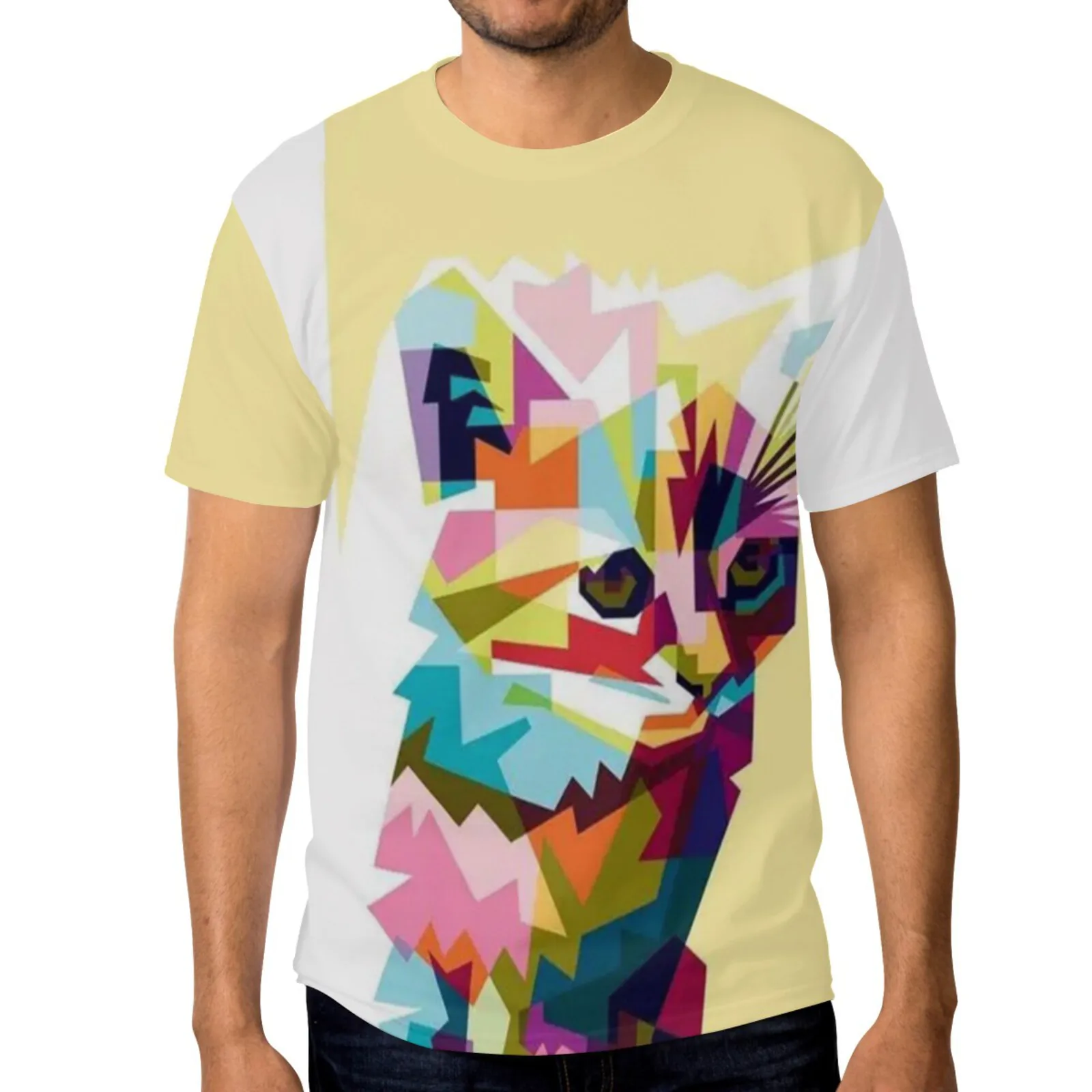 

Harajuku Animal Men T-Shirt Fashion Casual Summer Tops Polyester Short Sleeve Oneck Tshirt High Street Hip Hop Man's Clothes Tee