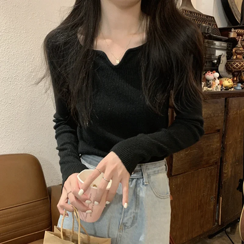 Пуловеры для женщин простой тонкий шикарный классический универсальный женский