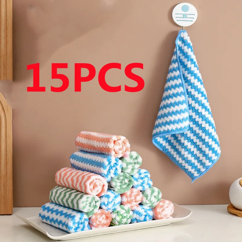 

1/5/10/15pcsMicrofiber Towel Absorbent Kitchen Cleaning Cloth Non-stick Oil Dish Towel Rags Napkins Tableware Household Cleaning