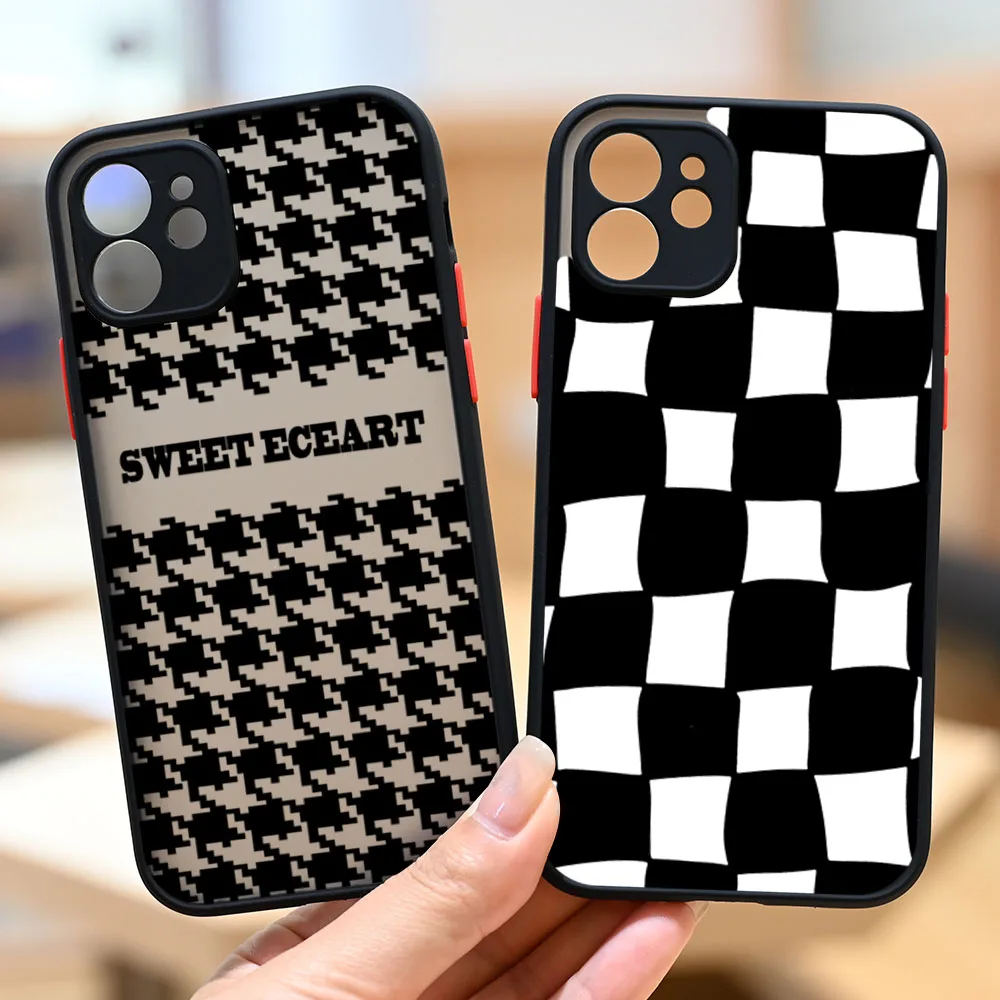 

Geometric Twisted Lattice Grid Sweetheart Case for iPhone 13 12 11 Pro MAX Mini 7 8 Plus 6s X XS Max XR SE20 Back Fundas Shells