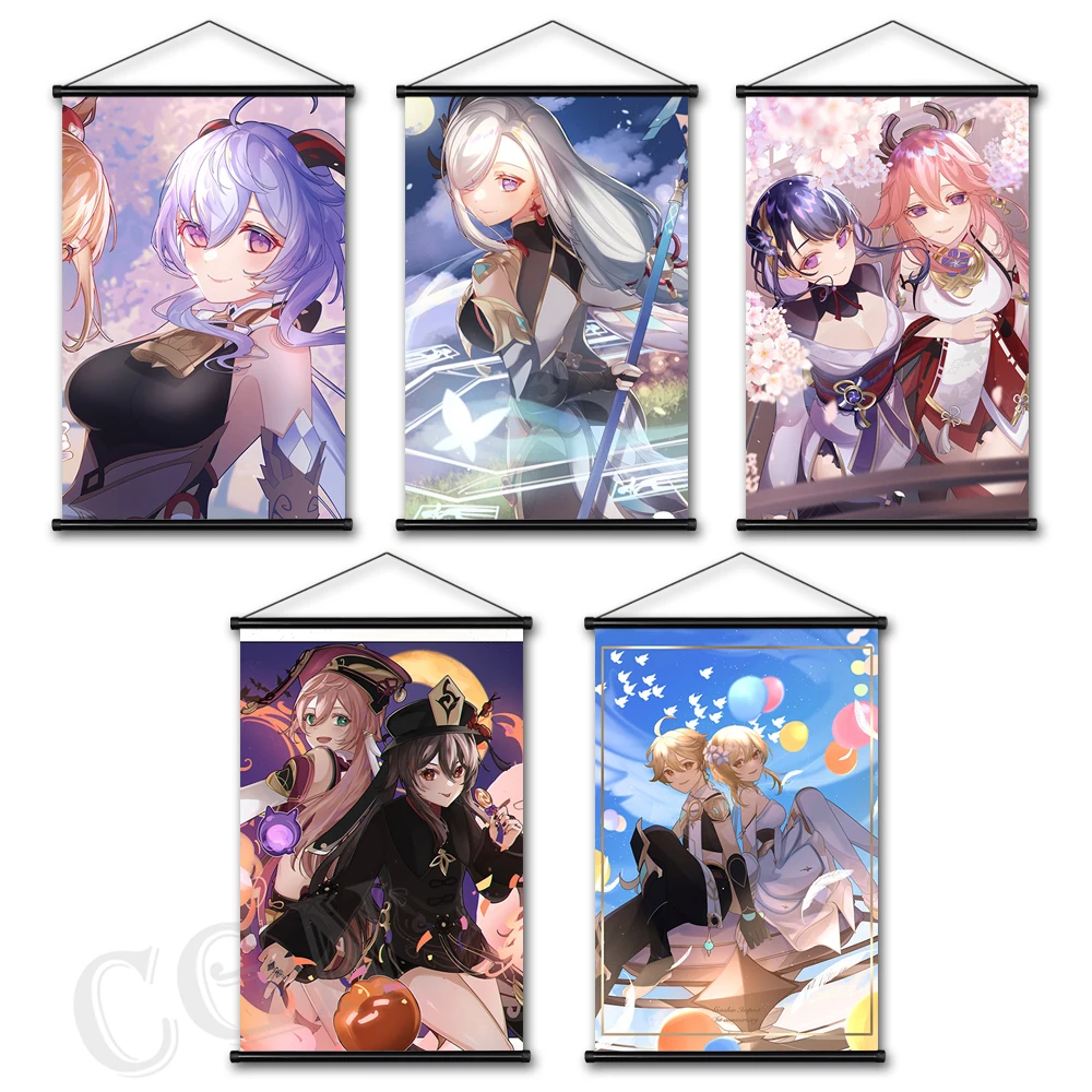 

Genshin Impact Painting Poster HD Canvas Printed Eula Hanging Scrolls Art Classic Game Role Wall Picture Home Decor Background