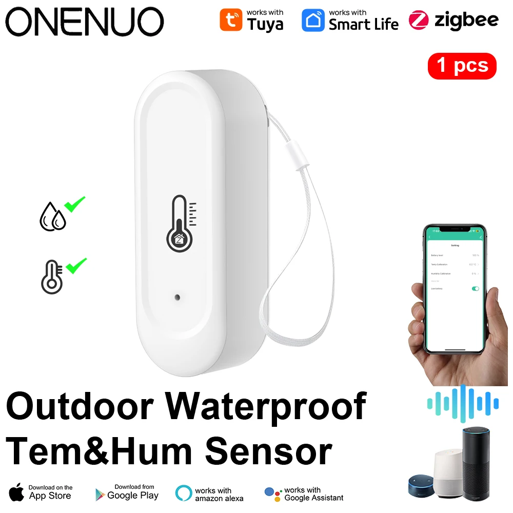 Датчик температуры и влажности Tuya Zigbee белый/черный