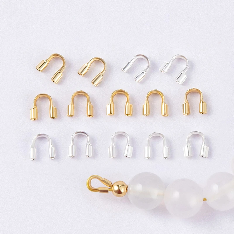 

50Pcs Copper Clip Buckle Cord End Tip Clasp Crimp Beads U Shaped Connector For DIY Necklace Bracelet Jewelry Making Accessories