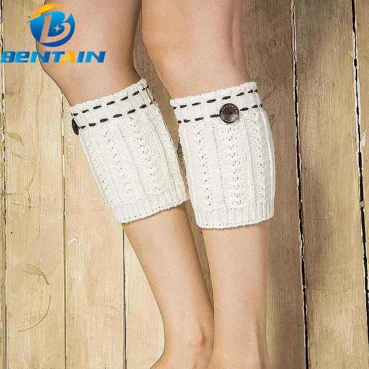 

Knitted Leg Warmers Women Warm Autumn Winter Boot Cover Short Tube Wheat Dotted Button Foot Cover Socks Crochet Boot Cuffs