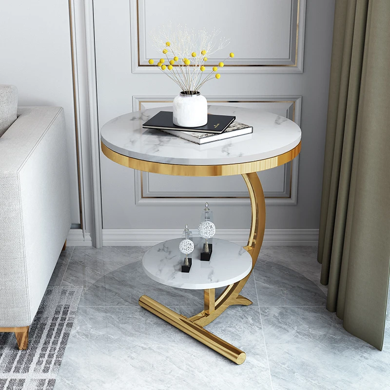 

Italian minimalist round combination coffee table small apartment living room side table light luxury balcony coffee table