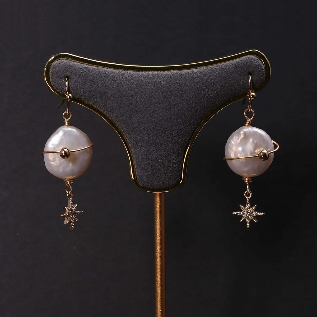 

Natural Freshwater Pearl Earrings Pearl Baroque Disc Stars for Jewelry Making DIY Women Jewelry Party Banquet Gift