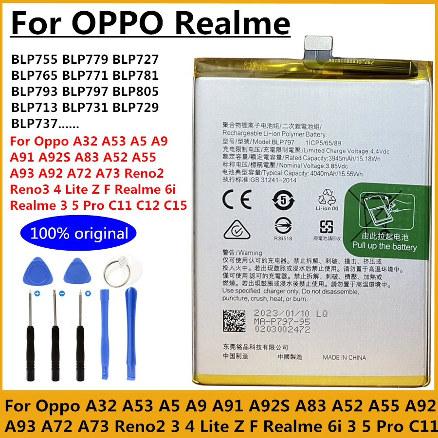 Аккумулятор для Oppo Realme 6S 6 5 3 Pro C11 C12 Reno 2 4 Lite Z F A32 A53 A5 A9 A91 A92S A83 A52 A55 A93 A92 A72 A73 BLP755 BLP779