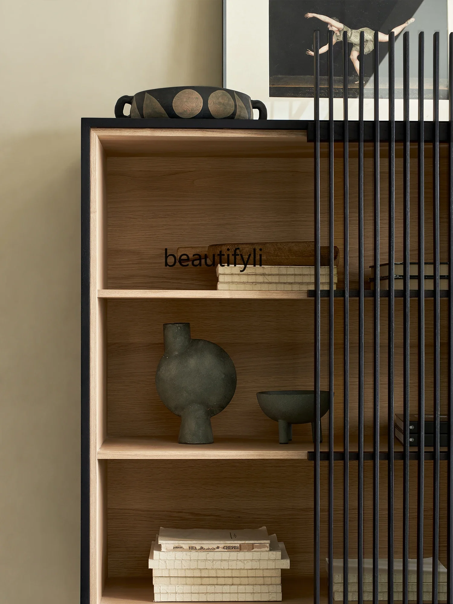 Буфет из массива дерева черный шкаф для хранения вещей гостиной сувениров