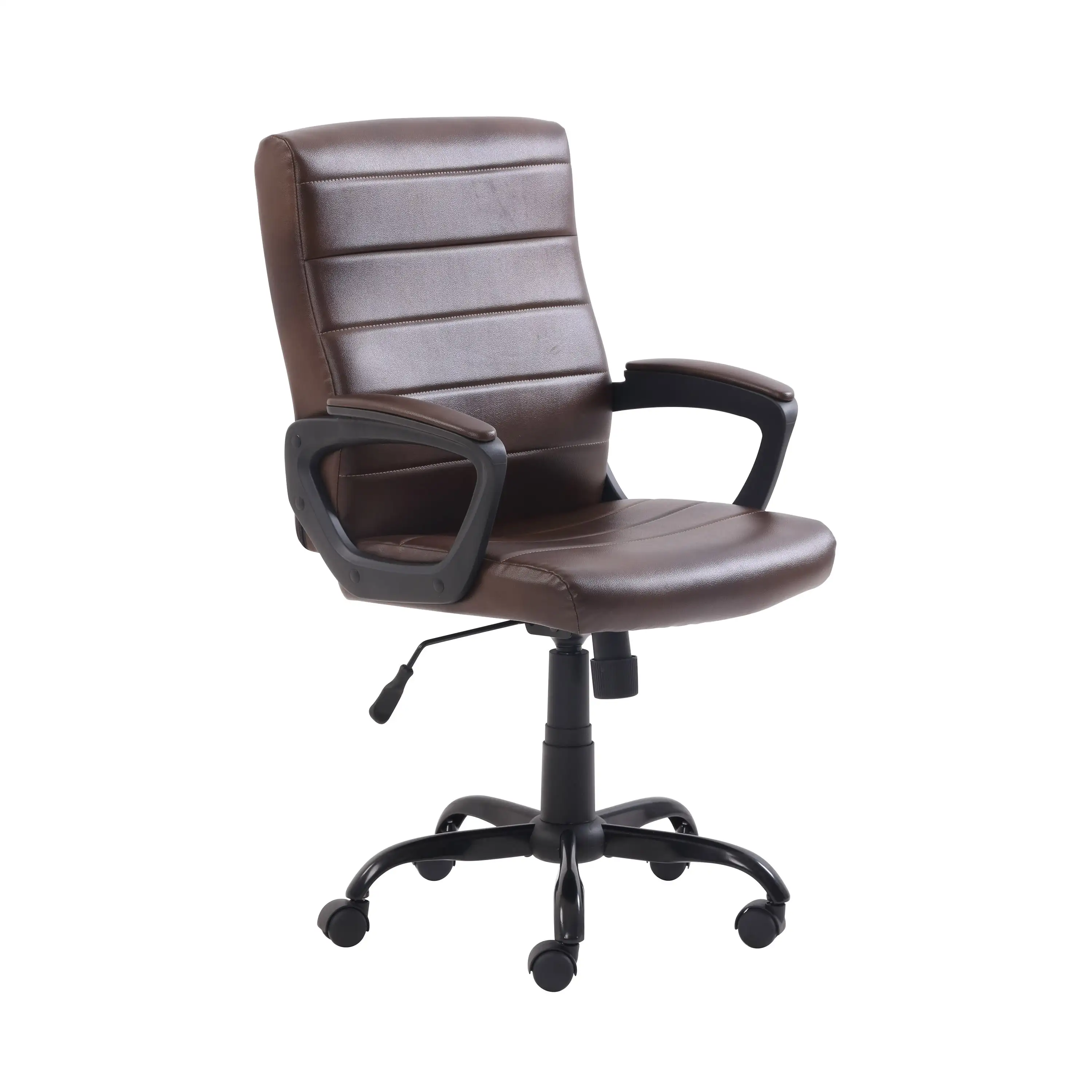 

Офисный стул средней спинки mainstay с подлокотниками, из натуральной кожи, коричневое настольное кресло, офисная мебель, компьютерное кресло Muebles