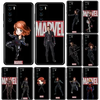 phone case for huawei p50 p50e p40 p30 p20 p10 smart 2021 pro lite 5g plus soft silicone case cover black widow marvel
