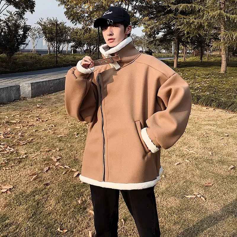 Winter Jacket Men Warm Fashion Retro Casual Thickened Lamb Hair Jacket Men Streetwear Korean Loose Thick Short Coat Mens Parker