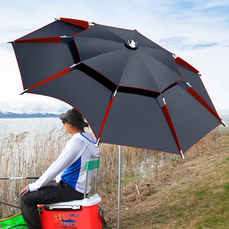 

1.8-2.6M Parasol Fishing Umbrella Outdoor Camping Awning Double Layer Detachable Adjustment Direction Sunshade Rainproof Anti-UV