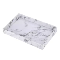 marble looking serving tray pu leather for coffee desserts perfume 33x20 5cm