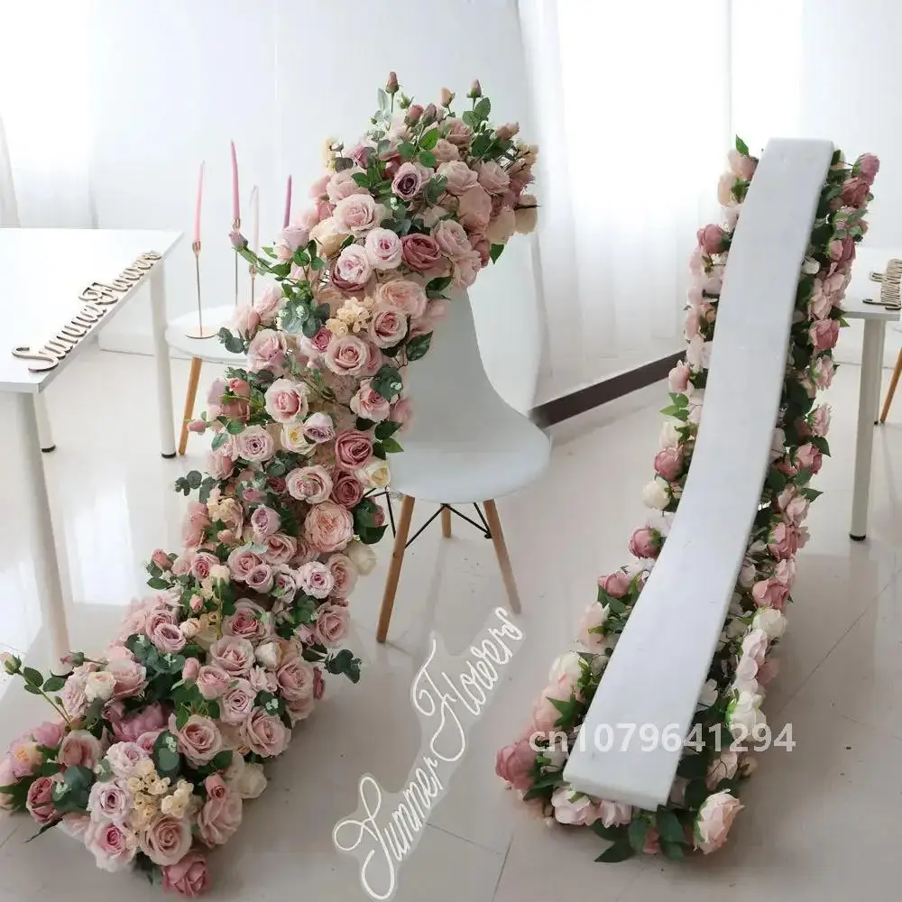 2m Luxury Artificial Flowers Wedding Decoration Table Long Runner Flower Row Floral Backdrop Arrangement Wall Arch Decor