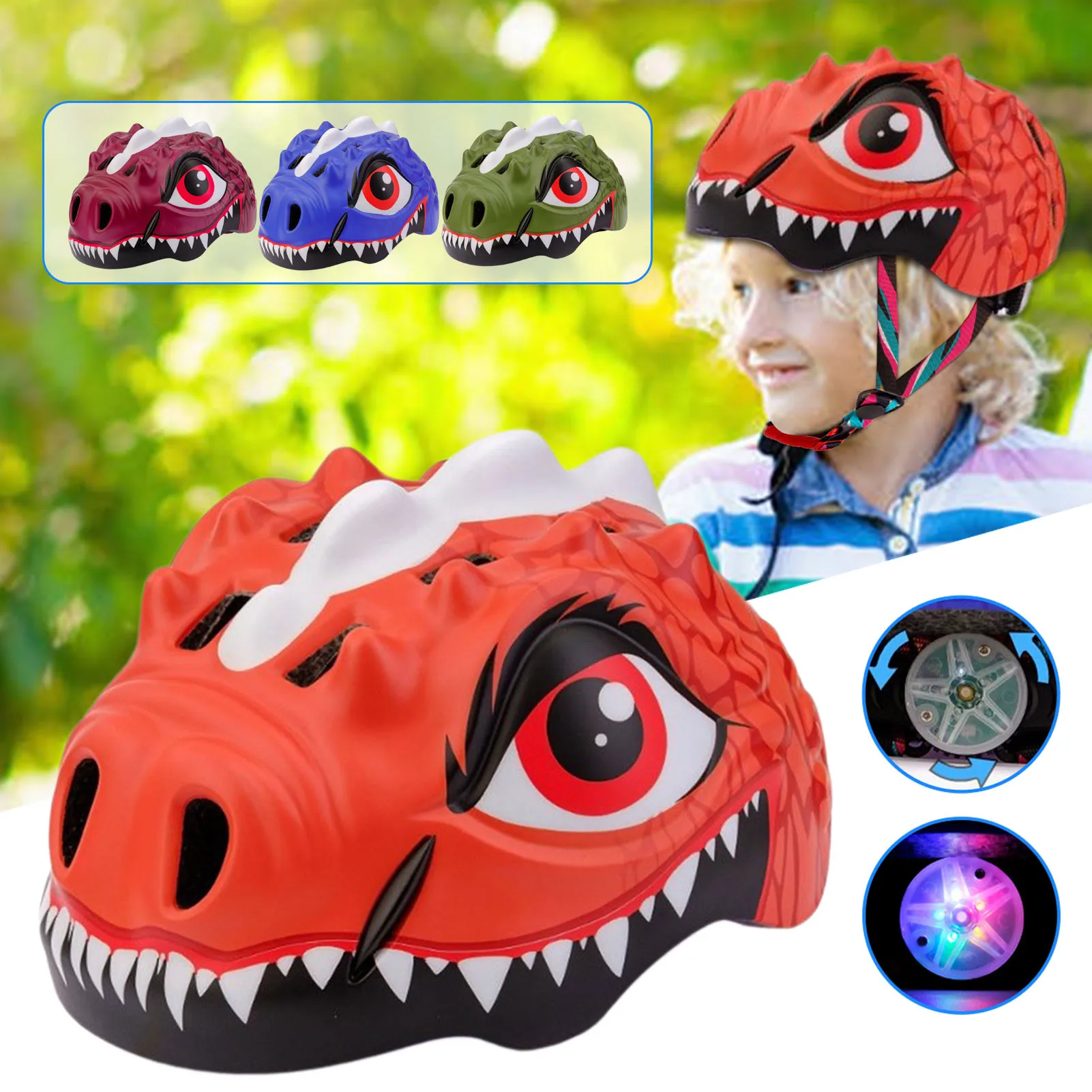 

51-55cm Cartoon Dinosaur Helmets For Children Kids Helmet Scooter Skateboard Bike Cycling Helmet Cap Cute Child Bicycle Helmets