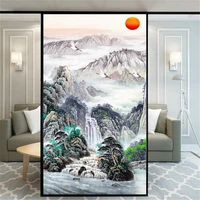 privacy window film opaque no glue ink landscape painting decorative glass covering static cling frosted window stickers