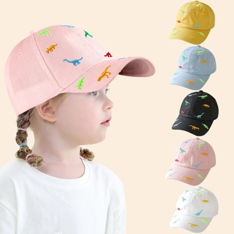 

Toddler Sun Hat Embroidery Baseball with Dinosaur Pattern Sun Protection Baseball Hat Skin Friendly Beach Visor Hats