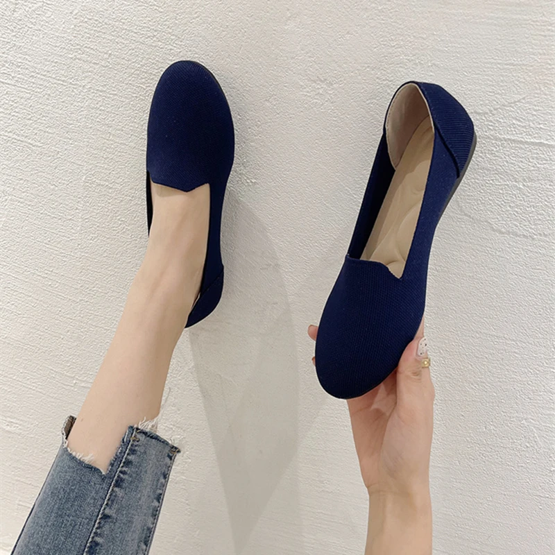 Luxury Woman Ballerina 2022 New Princess Shoes Women's Loafers Shallow Knit Flats Shoes Round Head Single Shoes Zapatillas Mujer