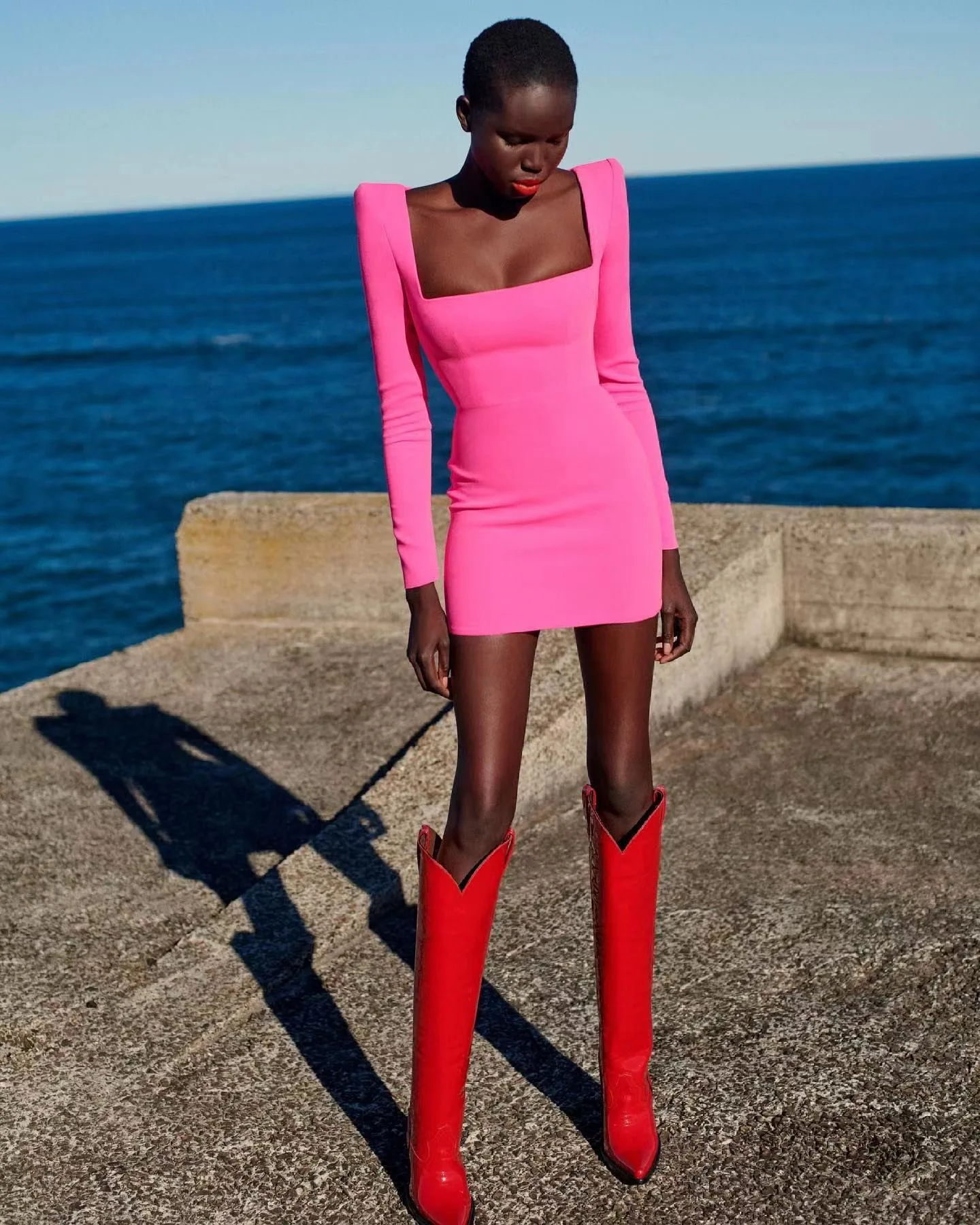 

Women Square Collar Long Sleeve Short Bodycon Party Dress