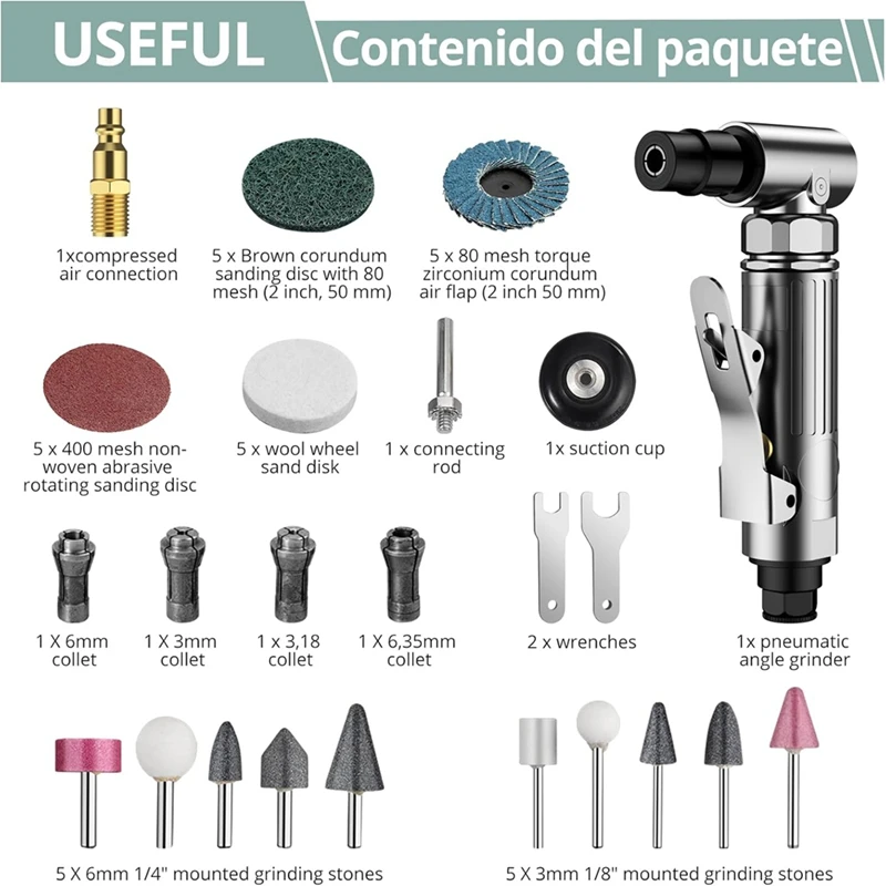 Угловая воздушная шлифовальная машина сверхмощная 90 градусов 20 000 об/мин сжатая