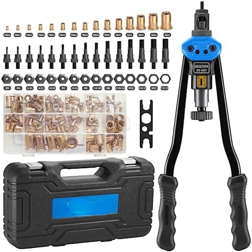 

Nut Tool, Rivnut Tool Kit Heavy Duty 16\u201D, Nutsert Tool Kit with 15PCS Metric/SAE Mandrels 125 PCS Nuts and Carrying Case F