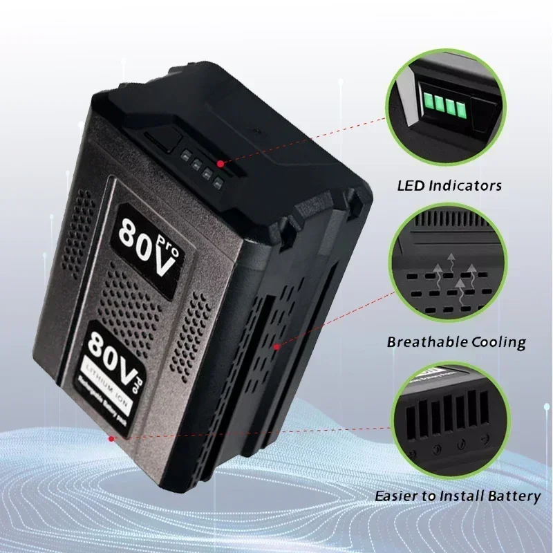 80V 6000mAH High-quality Replacement Battery for Greenworks Max Lithium Ion GBA80200 GBA80250 GBA80400 GBA80500