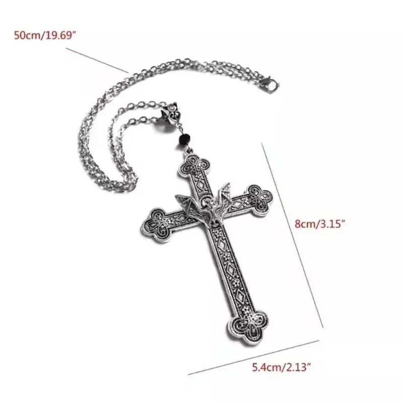 Женское винтажное ожерелье с крестом летучая мышь