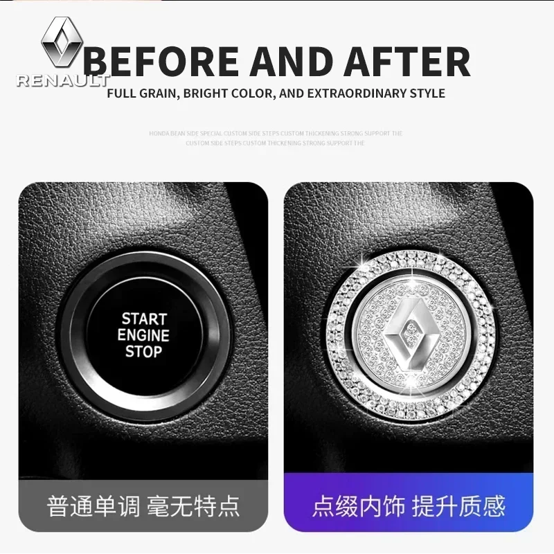Автомобильный логотип кнопка запуска и остановки наклейка на двигатель для Renault